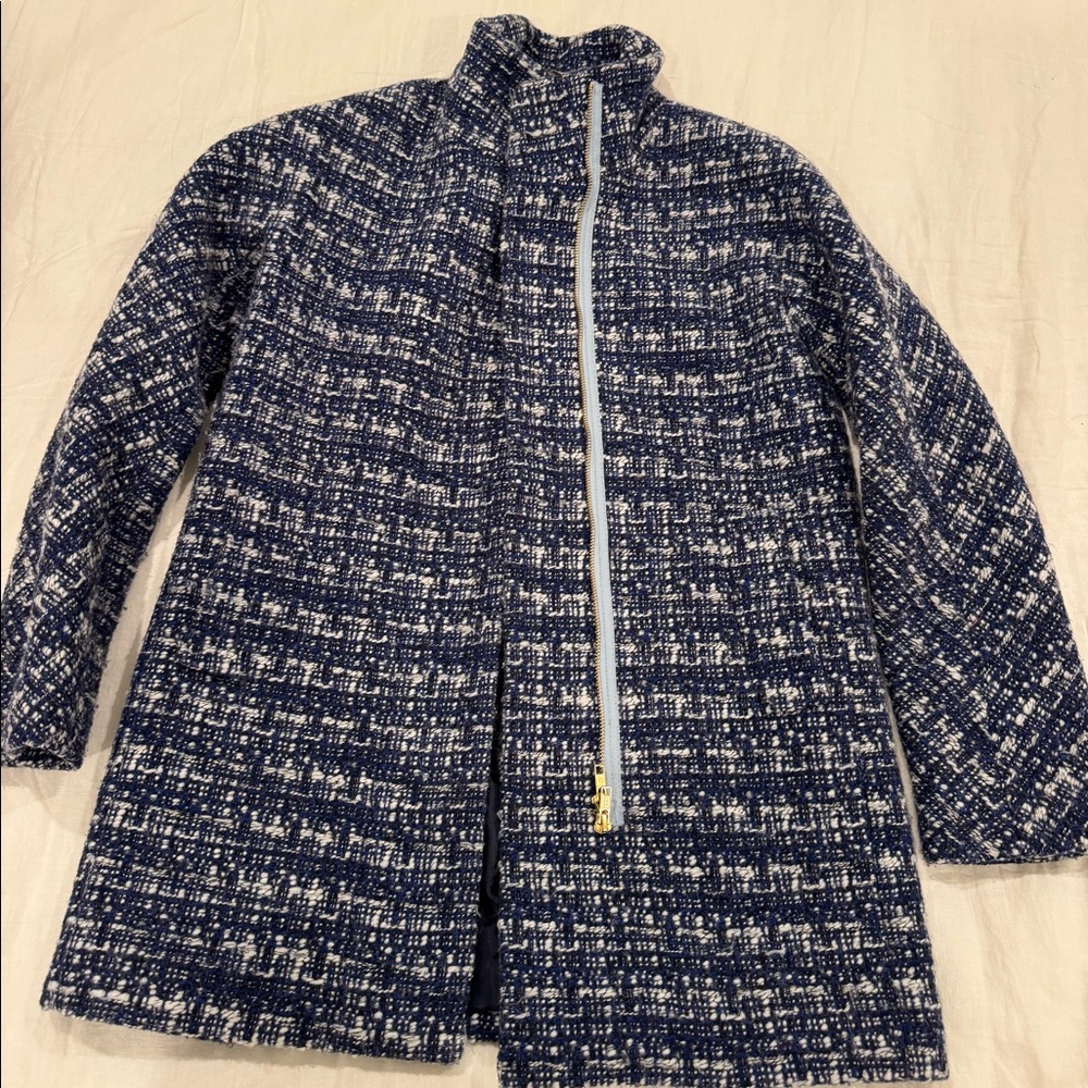 Jcrew blue tweed coat